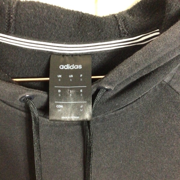 Adidas 3-STRIPES LINEAR LOGO PULLOVER HOODIE Sweatshirt Black White Small - Picture 3 of 7